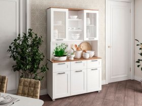 Буфет Катерини (дуб бельмунд/белое дерево) в Тальменке - talmenka.mebel-nsk.ru | фото