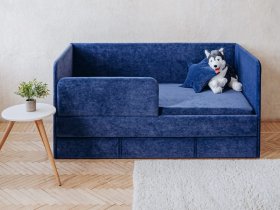 Диван-кровать Happy (синий) в Тальменке - talmenka.mebel-nsk.ru | фото