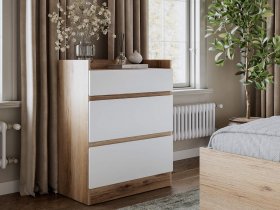 Комод 3 ящика Брауни (дуб делано/белый) в Тальменке - talmenka.mebel-nsk.ru | фото