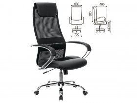 Кресло офисное BRABIX PREMIUM Stalker EX-608 CH, хром, ткань-сетка/кожзам, черное в Тальменке - talmenka.mebel-nsk.ru | фото