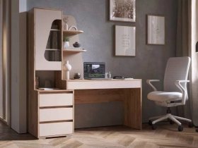 Стол компьютерный Пифагор (дуб вотан/кашемир) в Тальменке - talmenka.mebel-nsk.ru | фото
