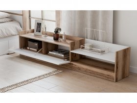 Тумба под ТВ Брауни (дуб делано/белый) в Тальменке - talmenka.mebel-nsk.ru | фото