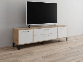 Тумба под ТВ Парус-13 (дуб крафт серый/белый) в Тальменке - talmenka.mebel-nsk.ru | фото
